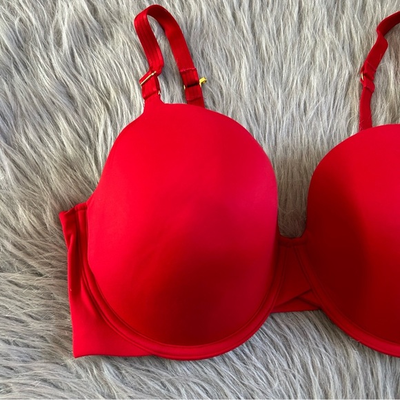 JoySpun Smoothing T-Shirt Bra Womens Size 38DD Red Lightly Lined Underwire - Picture 3 of 7